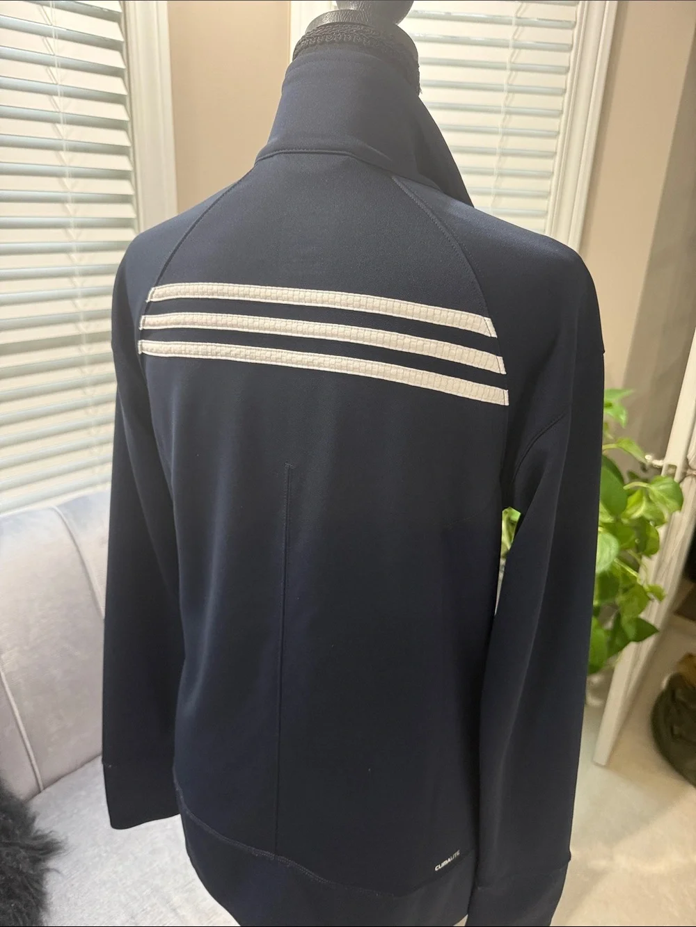 adidas Navy Full-Zip Athletic Jacket